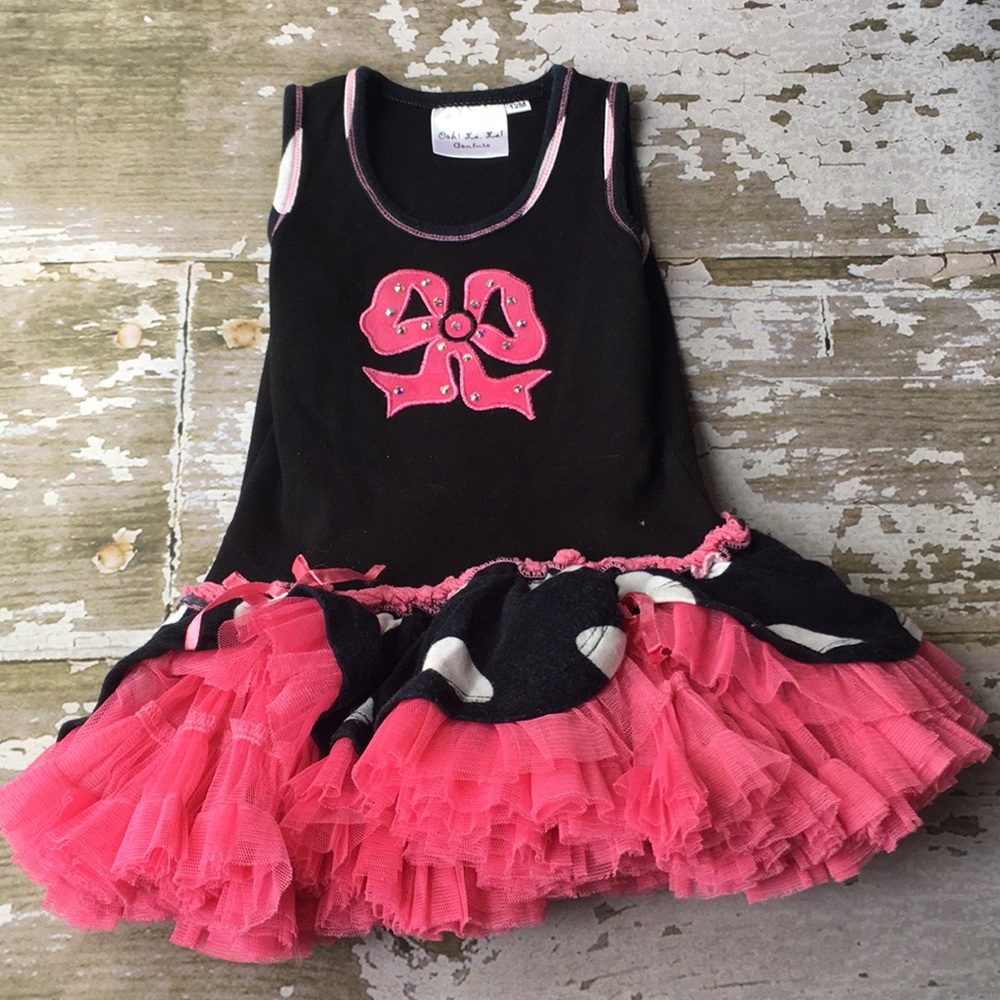 Ooh! La, La! Pink and black bow dress